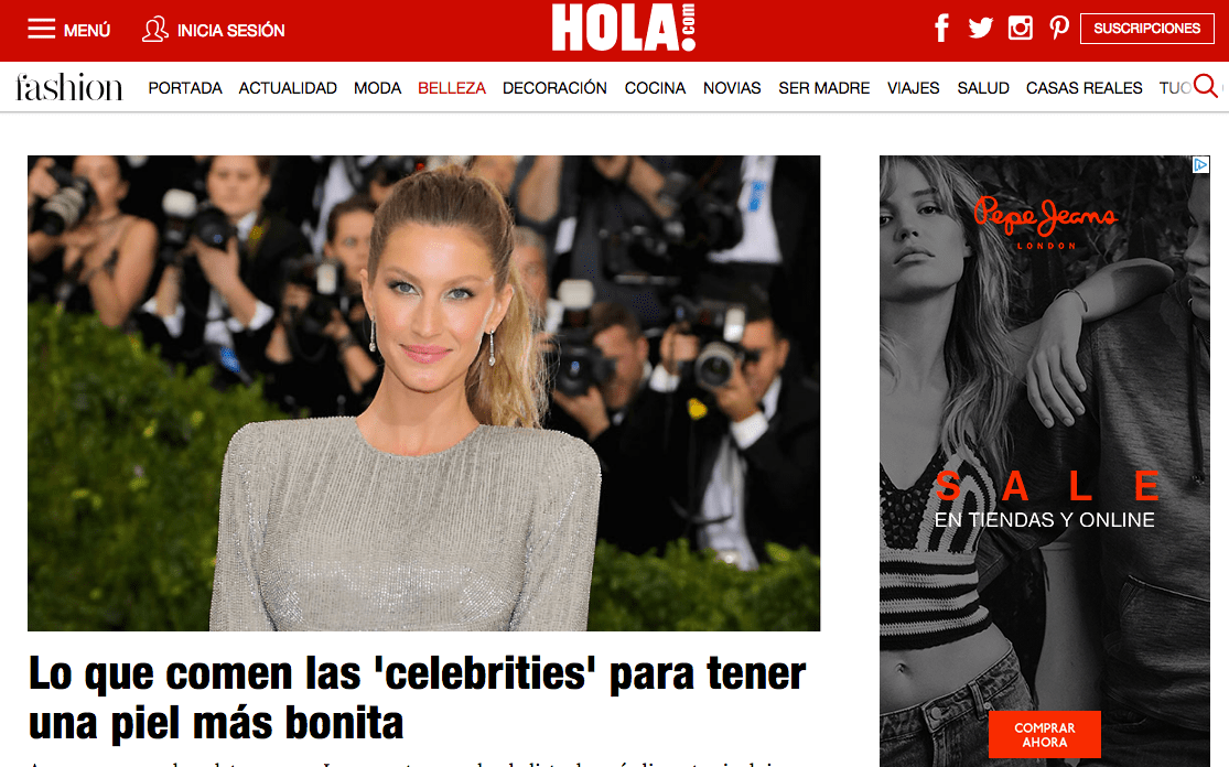 Lo que comen las 'celebrities' para tener una piel más bonita