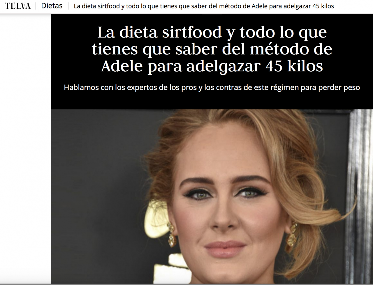 La dieta sirtfood y todo lo que tienes que saber del método de Adele para adelgazar 45 kilos