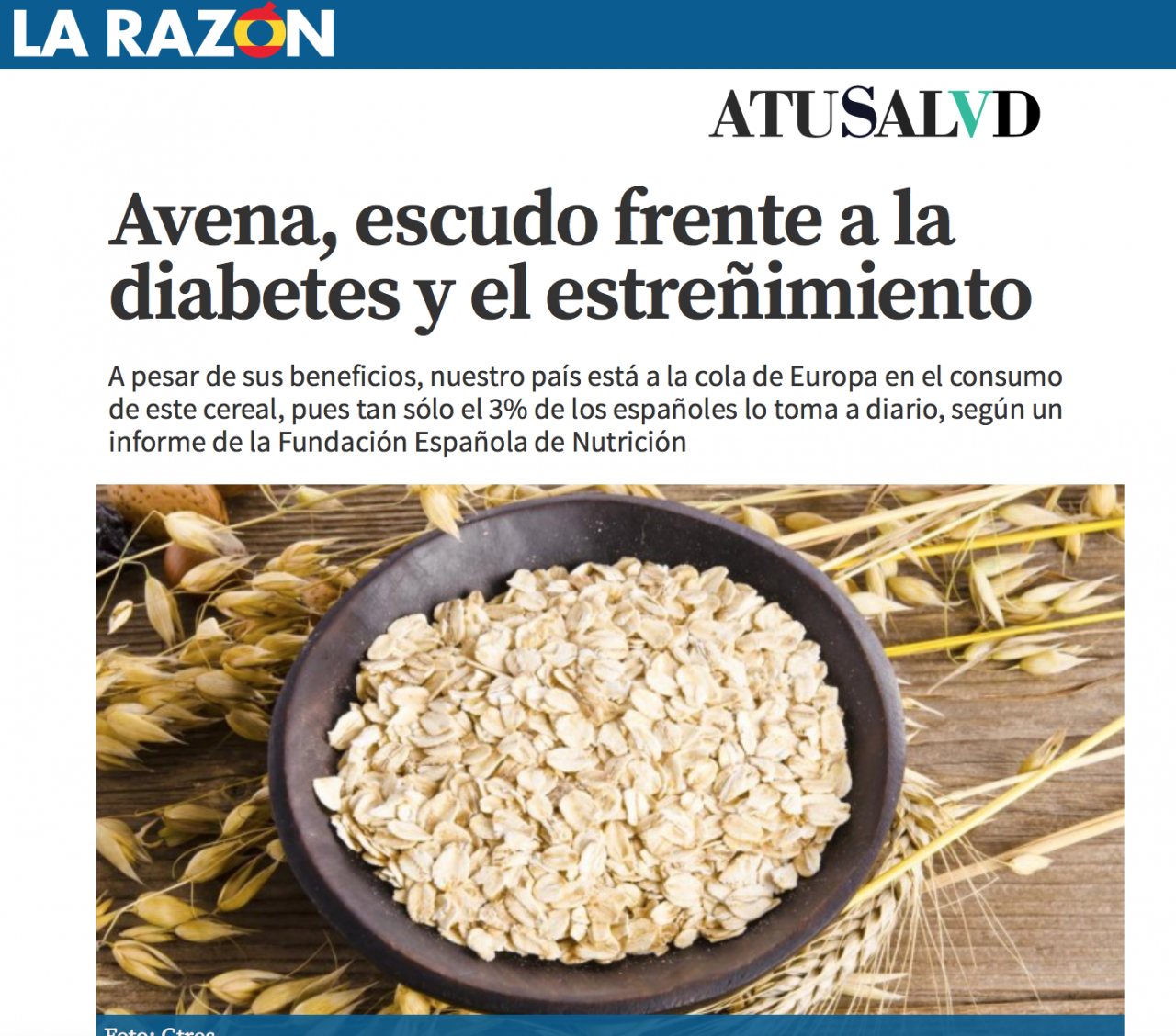 Avena, escudo frente a la diabetes y el estreñimiento
