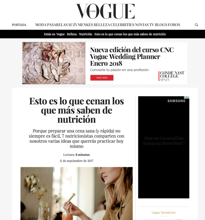 Esto es lo que cenan los que más saben de nutrición
